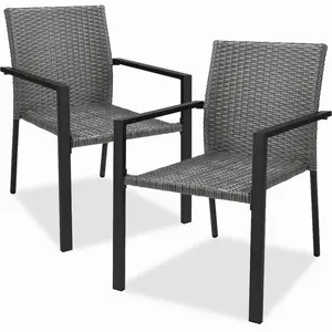 Best Choice Products Set of 2 Wicker Chairs, Stackable Outdoor Dining Furniture w/ Armrests Best Choice Products Set of 2 Wicker Chairs, Stackable Outdoor Dining Furniture w/ Armrests