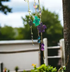 Turtle Mini Sun Catcher - Decorative Hanging Epoxy Ornament with Colorful Beads for Home Decoration