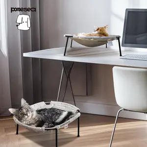 Desk Pet BedPOMESEA Soft Elevated Hammock for Small Dogs & Cats, Glow in The Dark Raised Desk Bed,Cozy Floor Hammock,Cat Lounge Furniture,Anti-Anxiety