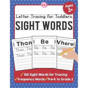 Letter Tracing for Toddlers: 100 Sight Words Workbook and Letter Tracing Books for Kids Ages 3-5 (TueBaah Handwriting Workbook) Paperback – Large Print, August 8, 2019