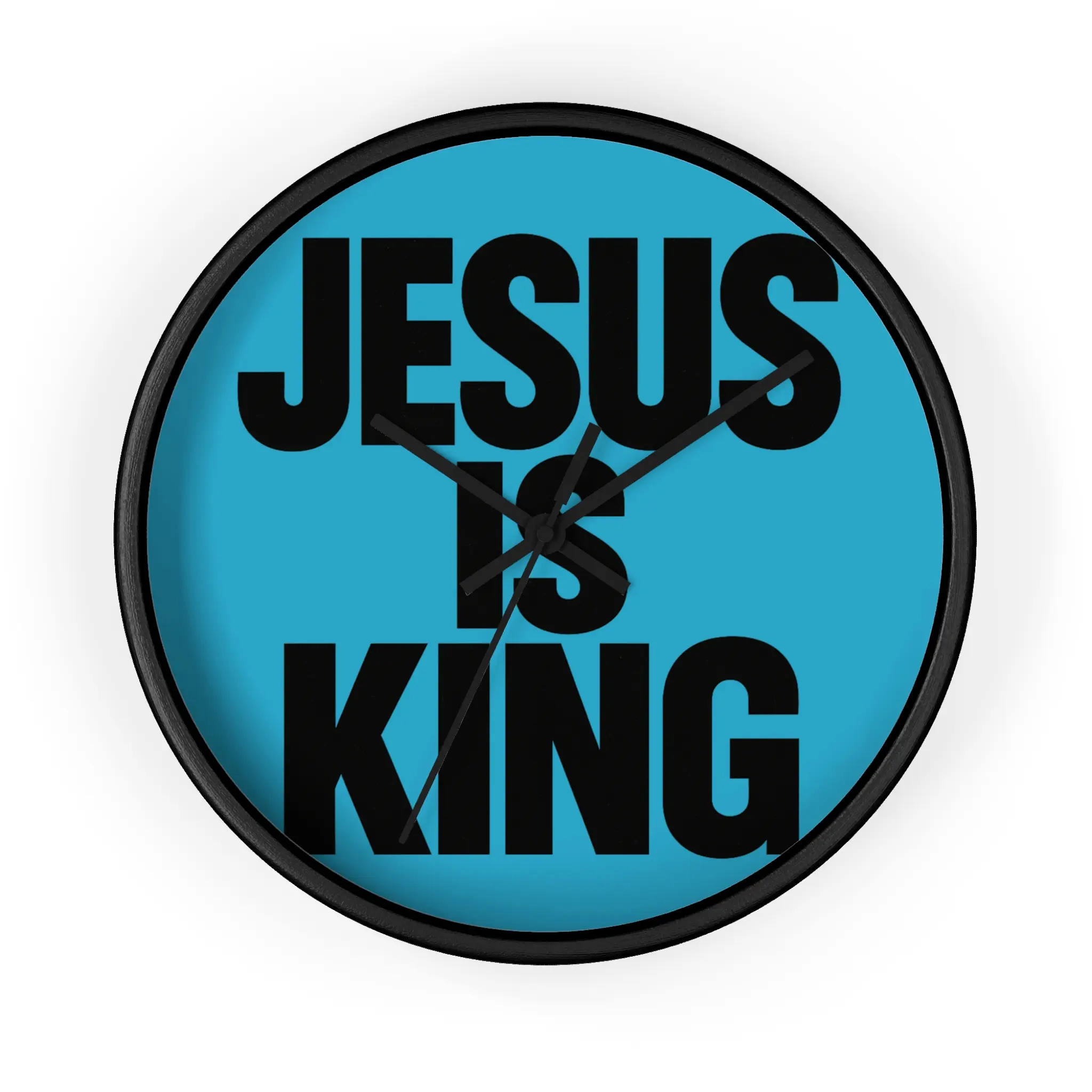 Sea blue Minimalist Jesus is King Wall Clock, Christian Home Decor, Religious Gift, Modern Wall Art, Inspirational Timepiece