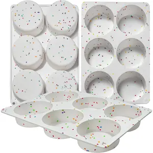 Silicone Egg Bite Molds, 3 Pack Deep 3 Inch Round Molds for Egg Breakfast Sandwiches, Omelets, Dinner Rolls, Baking - White