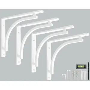 Classic White Heavy Duty Shelf Brackets 10 Inch - 12 by  - L Bracket, Wall Mounted Support, Shelving Metal Bracket, Decorative Shelf Brackets, with Hardware Included, Set of 4
