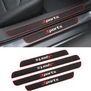 4PCS Car Door Sill Protectors - Anti-Scratch, Automotive Kick Plates, Universal Exterior Accessories for Cars, Trucks, SUVs (Black)