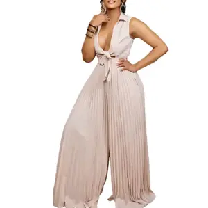 "pleated Romance" wide legged casual Jumpsuit