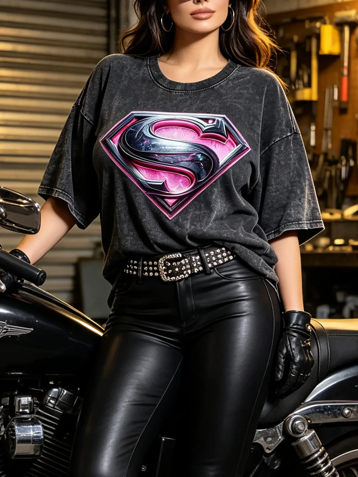 Justice League Vintage Washed Superman Pink Metallic S Shield Graphic Unisex T Shirt, Oversized Loose Streetwear Short Sleeve Tee, Retro Comic Fan Casual Top, gifts, parties, festivals campingessentials