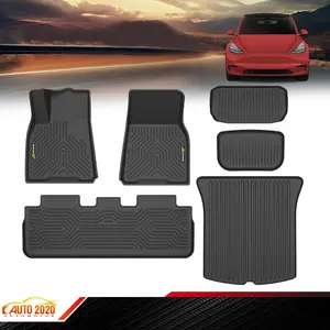 Floor Mats&Cargo Liner Fits 2020-24 Tesla Model Y,3D Full Cover All Weather TPE Floor Mats Liners,Waterproof Non-slip Durable Floor Mats Upgraded Version6PCS