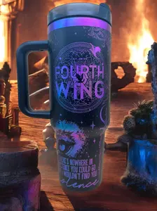 Fourth Wing Laser-Engraved Tumbler with Starry Design & Inspirational Quote Portable Reusable Cup for Daily Use Water Bottles Drinkware with Straw