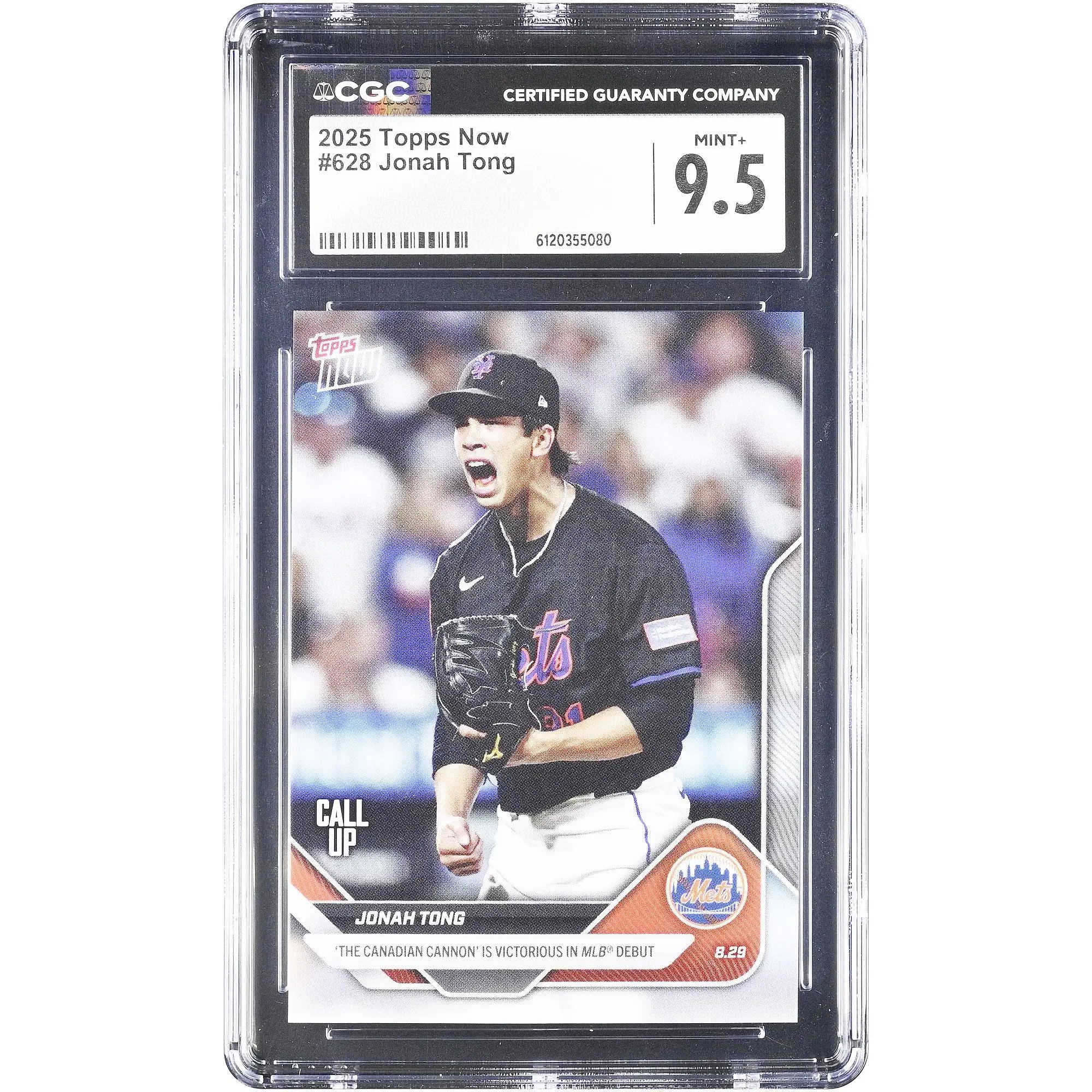 Jonah Tong New York Mets 2025 Topps Now MLB Debut #628 CGC Authenticated 9.5 Card