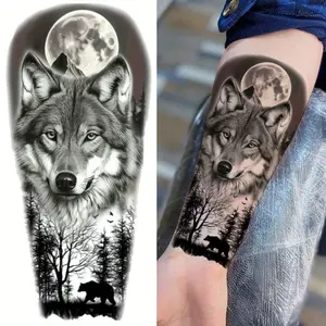 (6 Temporary Stickers with 3 Items & 3 Random Designs)Temporary Tattoo Featuring A Wolf and Design for Both Men and Women, Suitable for Adults To Apply on Their Legs, Forearms, and Upper Arms tiktokshopspringglowup