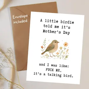 Funny Mother’s Day Card, Sarcastic Mom Card, Cheeky Greeting Card for Mom, Humorous Mother’s Day Card, Bird Card