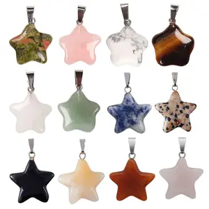 12 Pack Natural Crystal Quartz Pendants Real Small Stone Charms Bulk for Jewelry Making Necklace Earrings Keychain DIY, Crescent Moon/Star/Cross/Drop/Heart Shaped