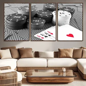 Poker Game Cards Wall Art Canvas, Multi Panel Wall Art