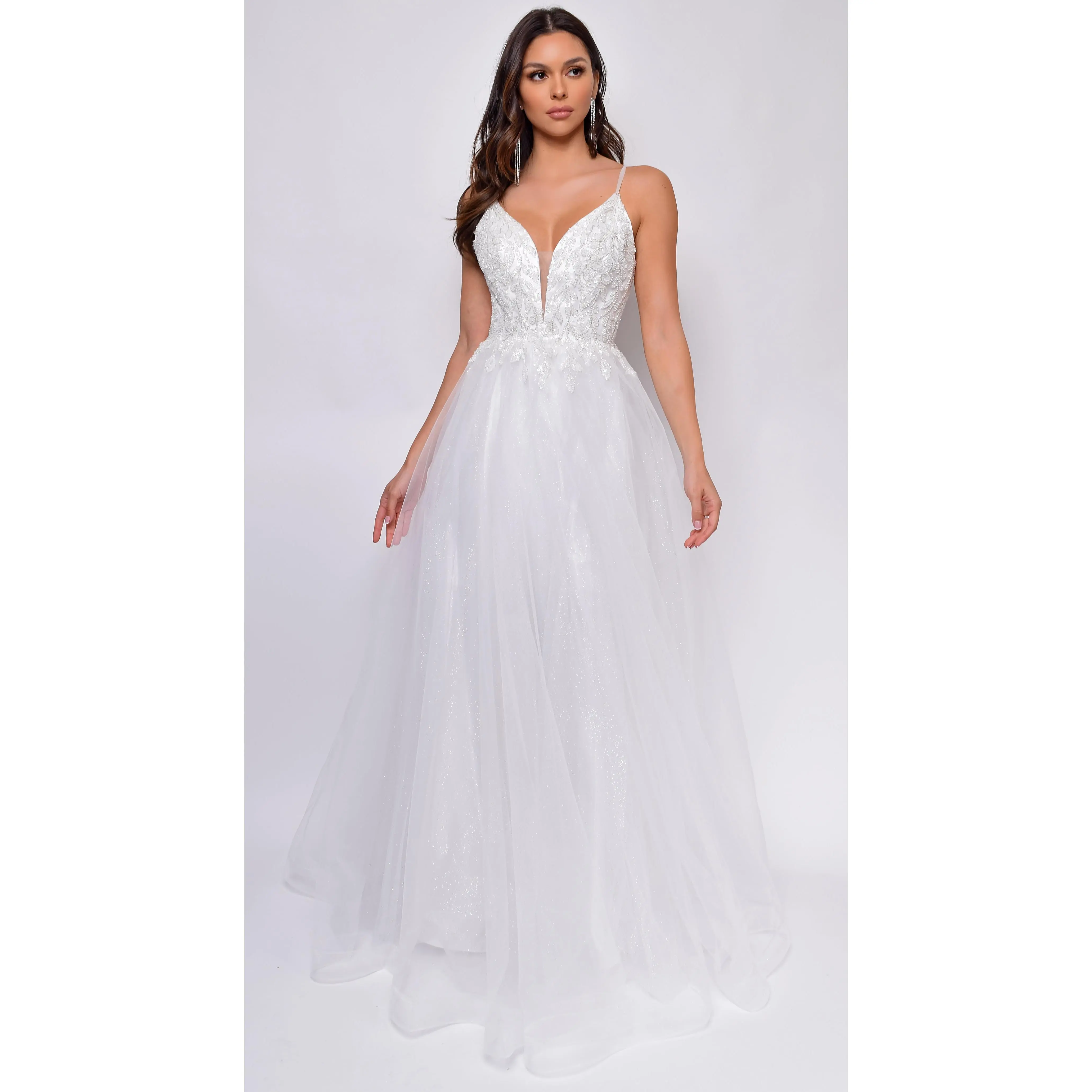 Brighton Off-White A-Line Layered Tulle Beaded Applique Bridal Gown -  TikTok Shop