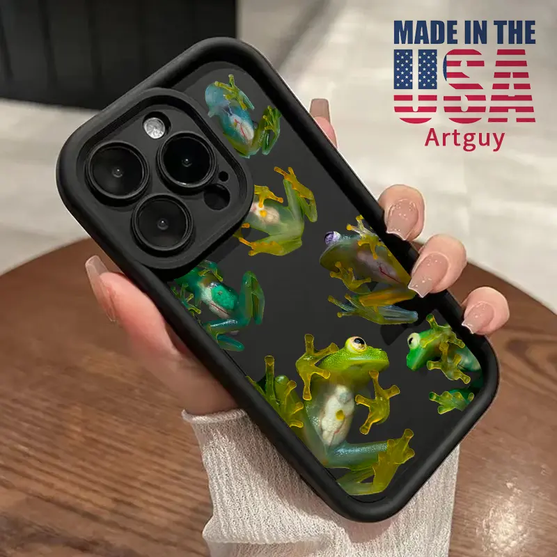 Compatible with iPhone 16 15 Pro Max Plus 16E 14 13 12 11 X XR Transparent Frog Poise Advanced fashion gift Rugged Durable shockproof Anti-Scratch soft Silicone case