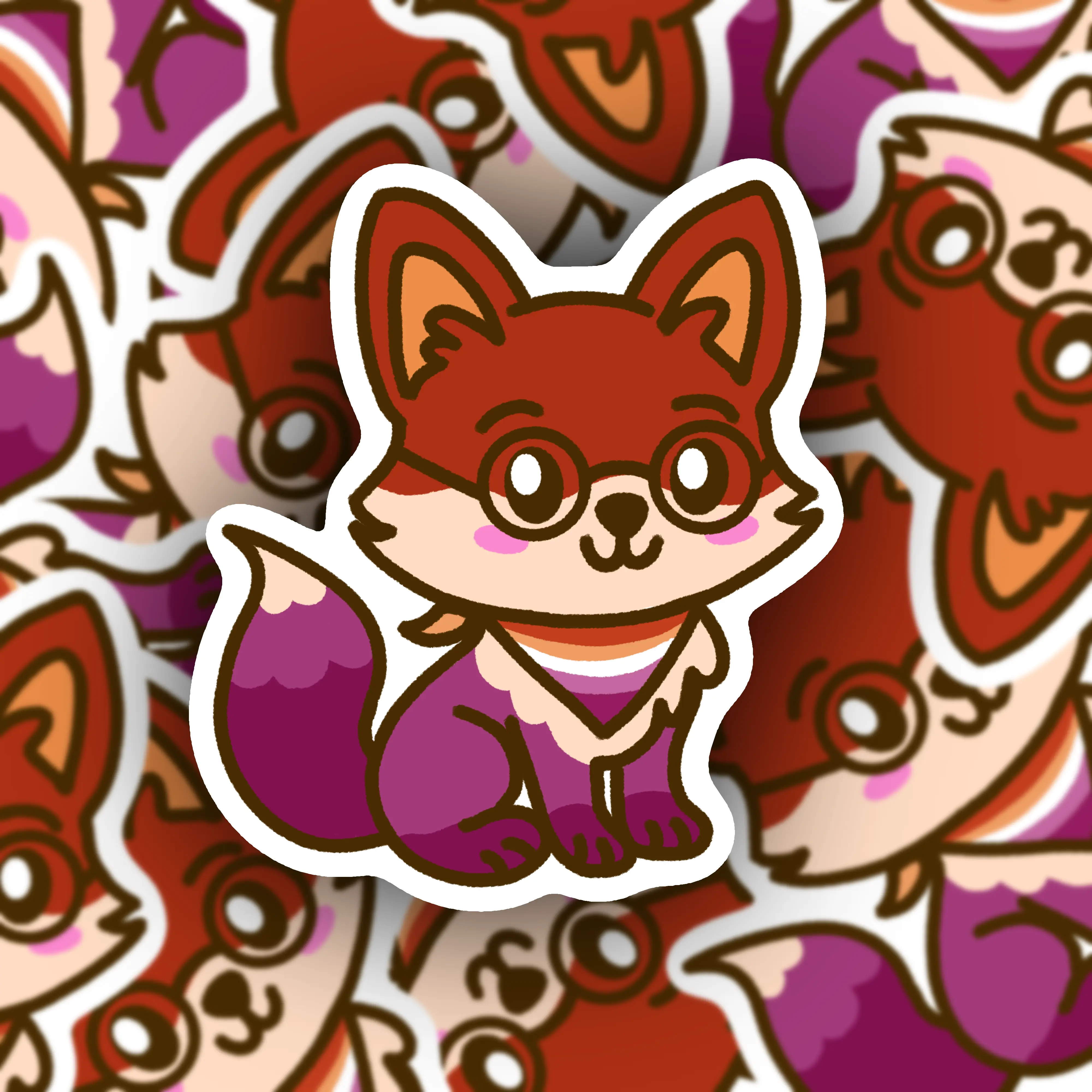 Orange Fox Lesbian Vinyl Sticker