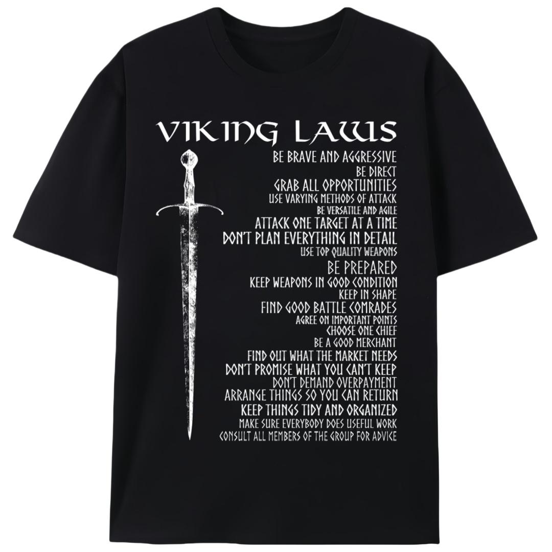 Viking Laws Sword Retro Military T-Shirt |   Norse Culture Graphic Tee