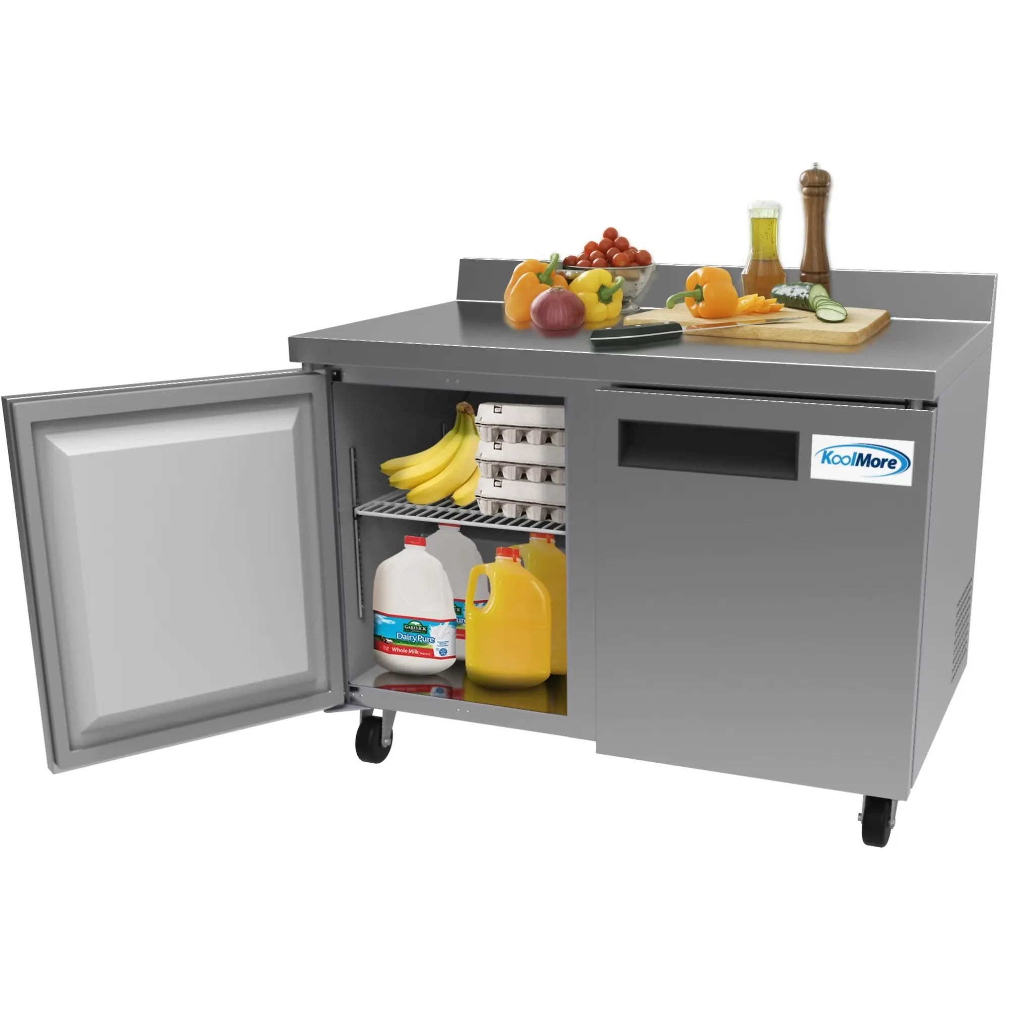48 in. Two-Door Worktop Refrigerator With 3.5 in. Backsplash - 12 Cu Ft. RWT-2D-12C