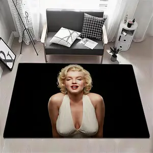 Celebrity M-Marilyn Monroe Floor Mat Eco Flannel Doormat Non-Slip Odorless Soft Short Plush Indoor Floor Rug Home Decor Aesthetic Bedroom Living Room Kitchen Mat 6 Sizes Available 40x60 50x80 60x90 80x120 100x160 120x160cm