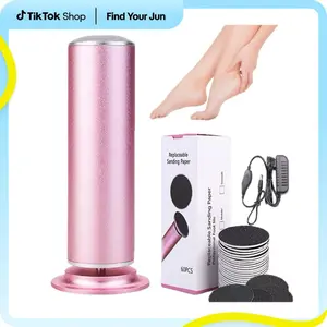 Electric professional foot trimmer with60 replaceable sandpaper discs forremoving calluses -personal careproduct, electrically adjustable NailCutics Smooth foot scrubberManicure foot scrubber Handy #cozyvibes Pink