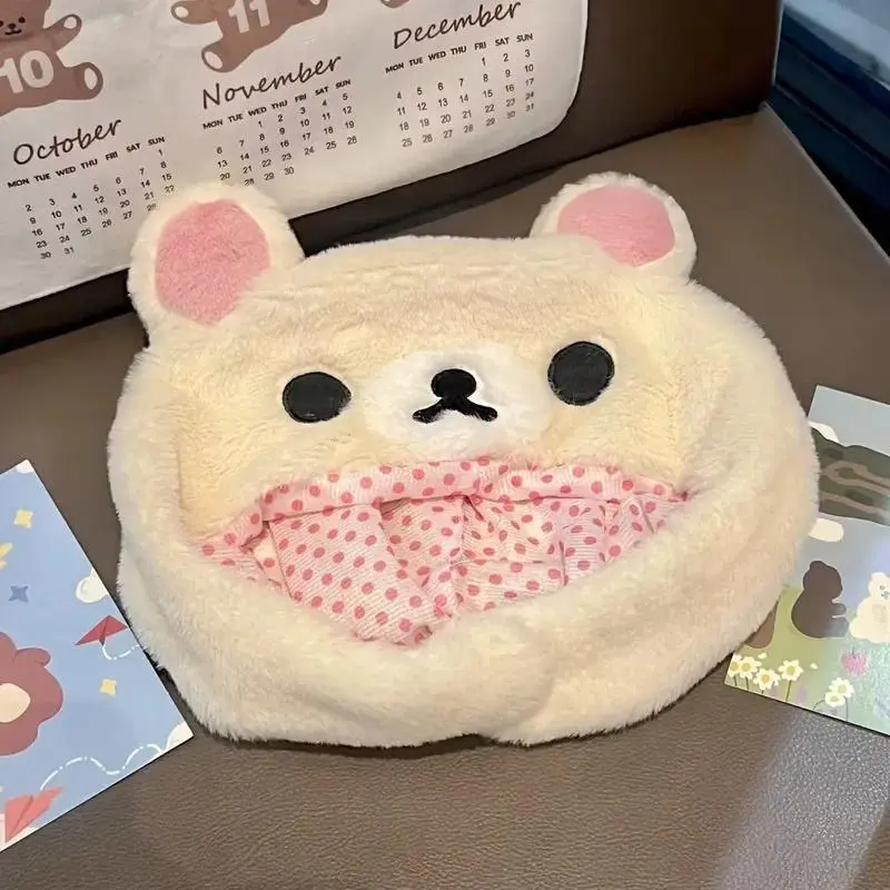 Kawaii Rilakkuma Korilakkuma Bear Ushanka Hat Cute Winter Hat For Women Girls Boys Kids Cartoon Anime Cap Gorras Gifts