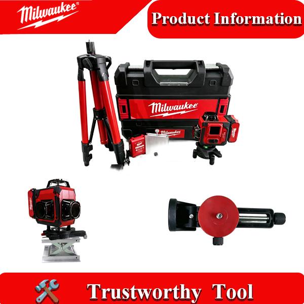 Milwaukee 16-Line Green Laser Level Self-Leveling Tool Kit with 6000mAh Rechargeable Battery - 360° Horizontal and Vertical Cross Projection for Construction, Remodeling and Site Layout