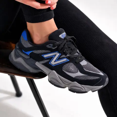 New Balance 9060 Black Racer Blue GC9060JL GS & Women's Fashion Sneaker New