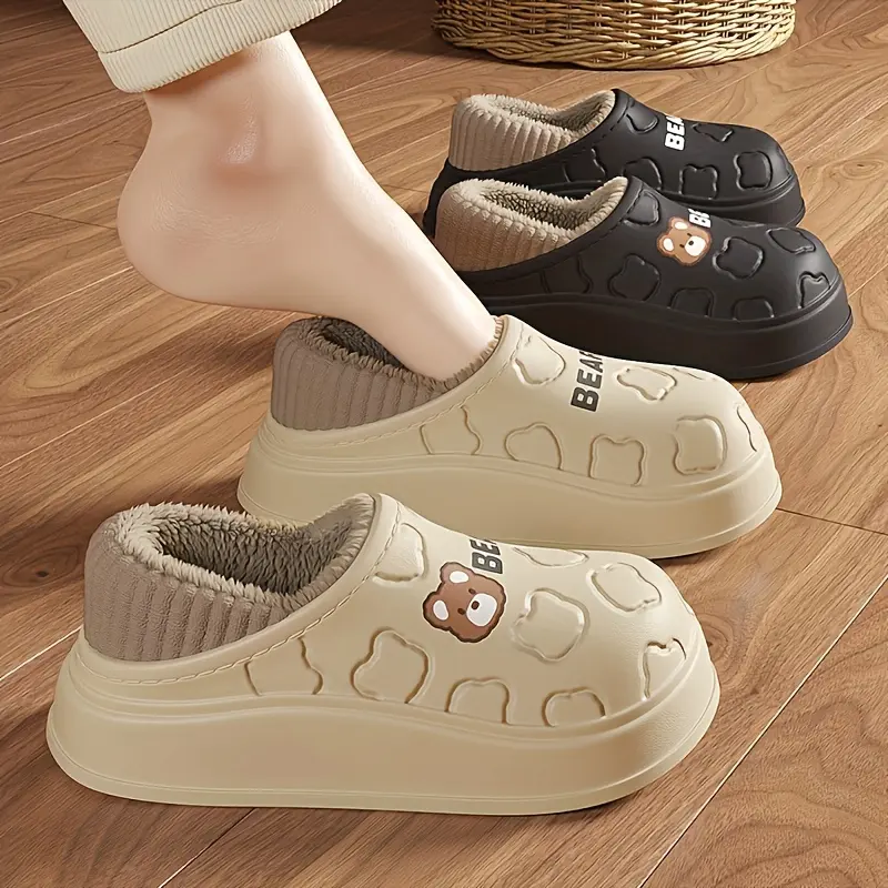 [Waterproof Fleece Slippers] Warm Waterproof Lined Slippers - EVA Insulated Home Shoes for Winter, Cozy Footwear Indoor and Outdoor Use winter faux Wide Comfortable Toddler Tennis