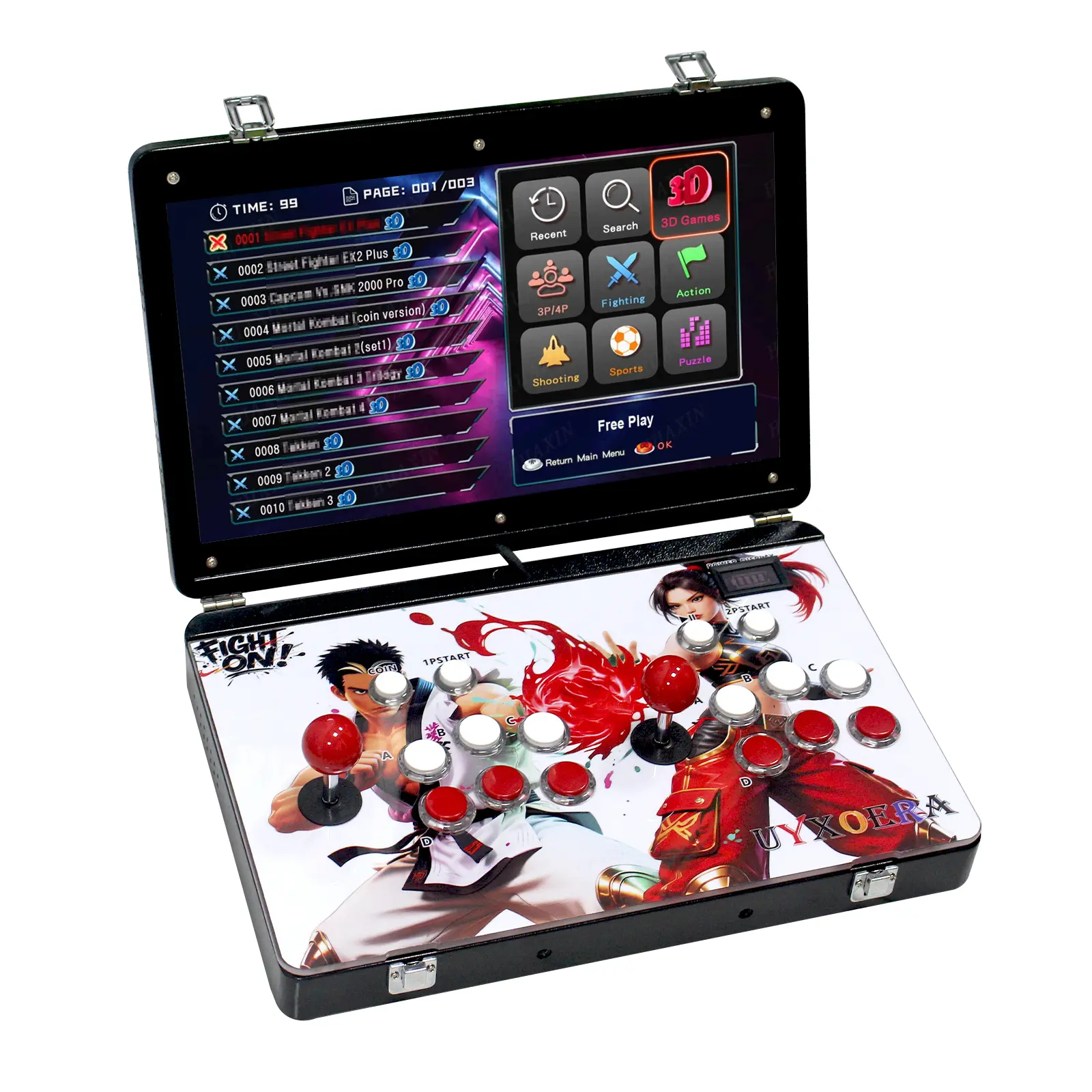 Portable 30000 in 1 Metal Box 3D Arcade Game Console, Folding notebook 19 inch Screen Retro Electronic Game Console, with Search/Hide/Save/Load/Pause Functions