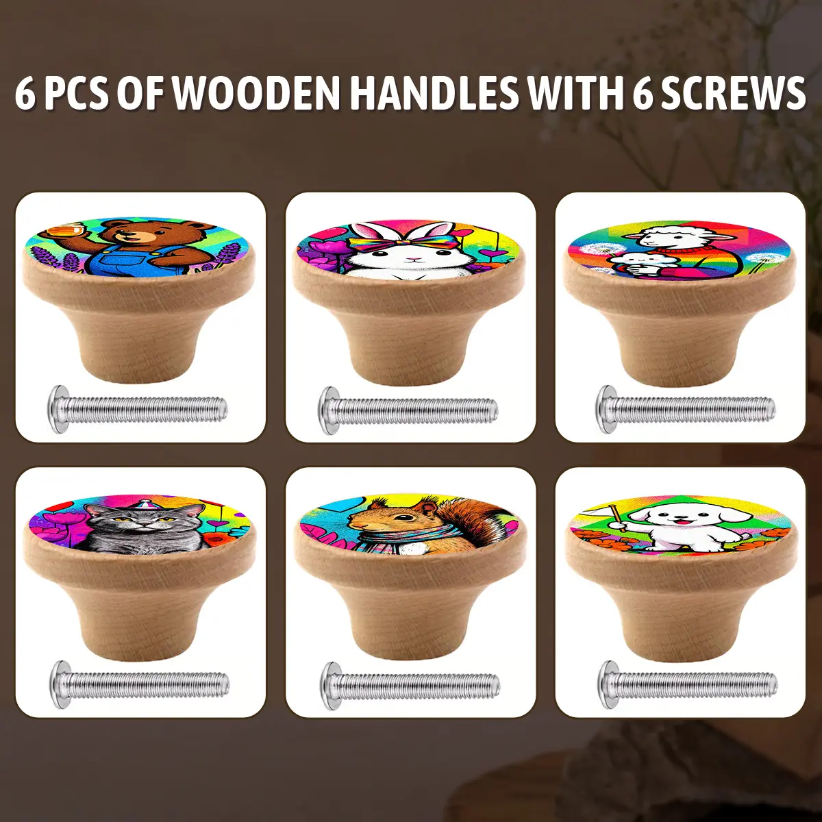 6PCS Round Nightstand Drawer Knobs, Furniture and Wardrobe Door Handles, Versatile Furniture Drawer Knobs, And Wooden Single Hole Drawer Knobs Are Also Available. Perfect Gift for Parents