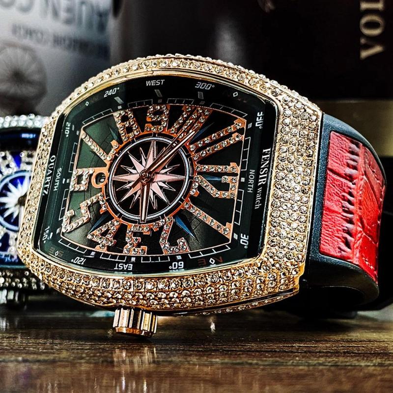 Luxury Full Diamond Watch - Unisex Quartz Watch with Large Dial Diamond-Encrusted Royal Style Gift Box Packaging Perfect Gift for Holiday