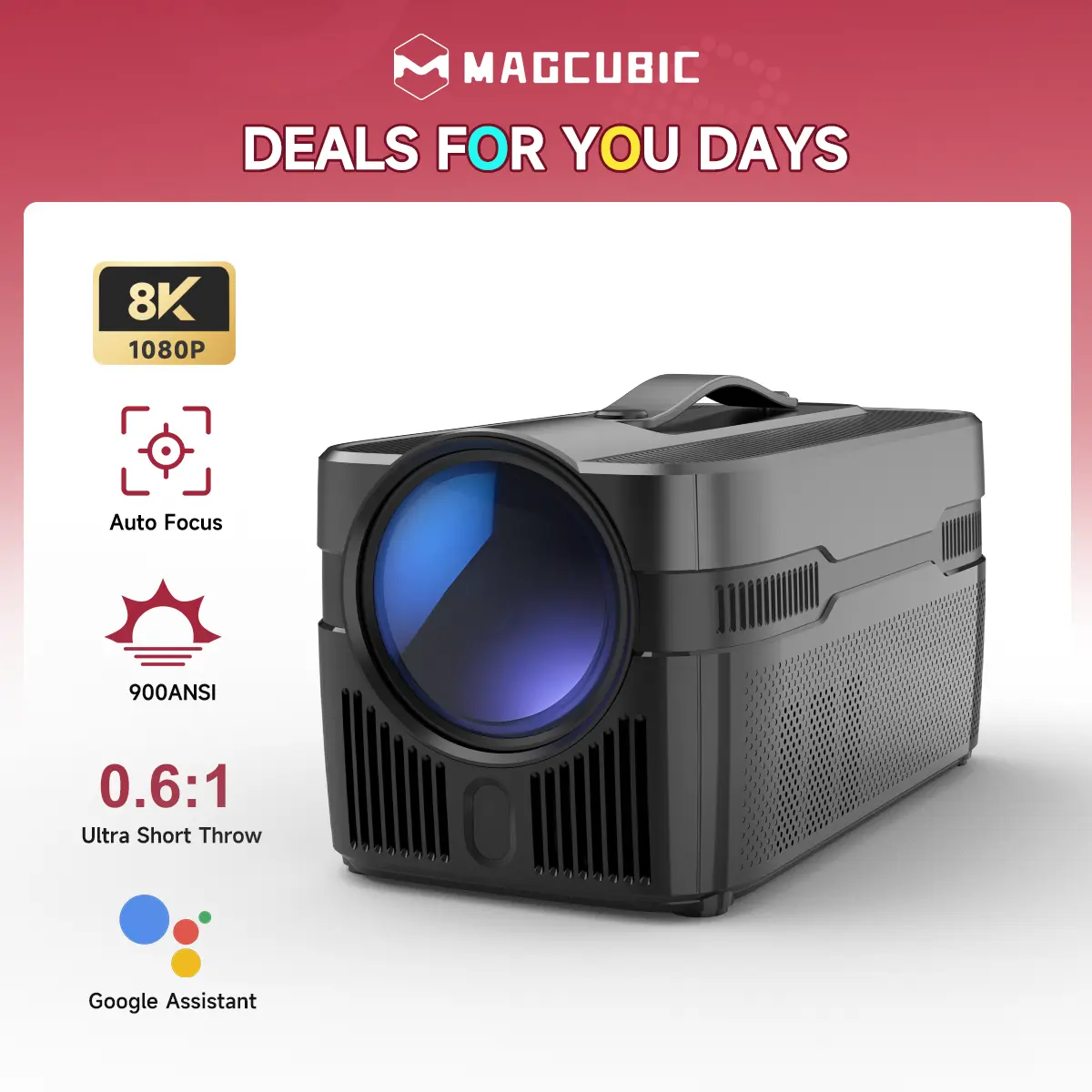 [US warehouse] Magcubic HY450C Projector Auto Focus 8K Decode 900ANSI 0.6:1 Ultra Short Throw Full HD Native 1080P Auto Offset WiFi6 BT5.4 Built-in Daul 5W HiFi Speaker Auto Keystone Correction Home Theater Black Friday Gift #SummerFinds #DealsForYouDays