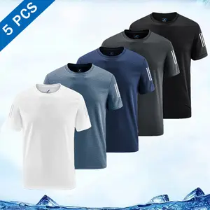 Men's 5-Pack Sports T-Shirt - Cool Mesh Fabric, Reflective Stripes, Casual Style, Great Item for Fitness and Outdoor Activities