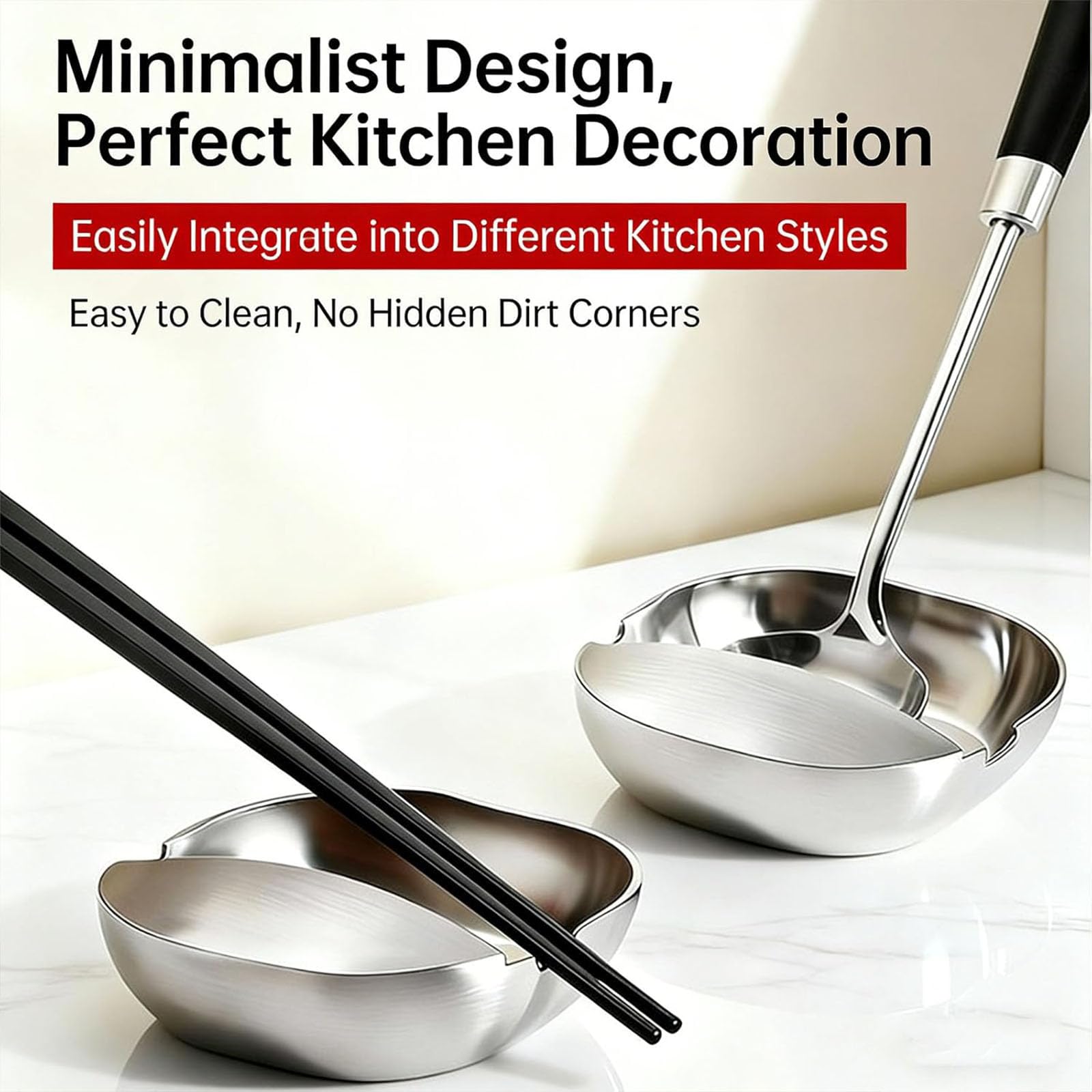 3 PCS Stainless Steel Spoon Rest & Multipurpose Kitchen Utensil Holder, Soup Ladle Tray, Tabletop Organizer for Cooking, Serving Snacks, Fruits, Sauce, Soup, Home