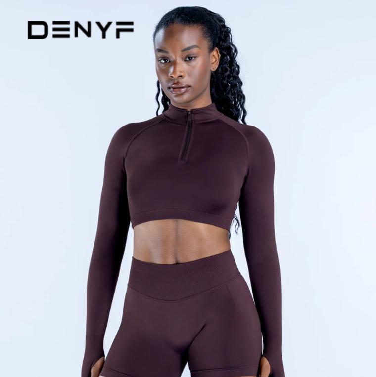 Women's 2 Piece Seamless Workout Set, Half Zip Long Sleeve Crop Top + High Waist Biker Shorts for Yoga Gym Fitness