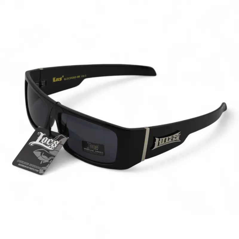 OG LOCS Fit Wrap Slim  Around Style Side Logo Trendy Super Dark Sunglasses