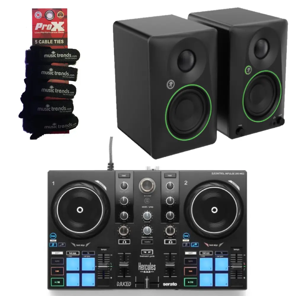 Hercules DJ Control Inpulse 200 MK3 2-Channel DJ Controller + CR4.5BT Speakers + Cable Ties