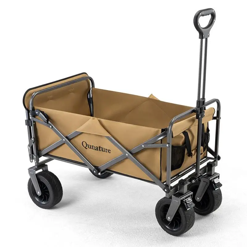 Collapsible Folding Trolley Wagon with Brakes, 200L Capacity, Compact Portable Utility Cart for Camping, Shopping