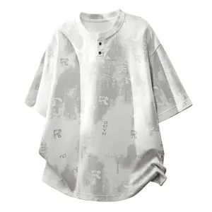 Men’s Summer New Short-Sleeve T-Shirt, Crew Neck Loose Fit Ice Silk Tie-Dye Gradient Pullover Tee