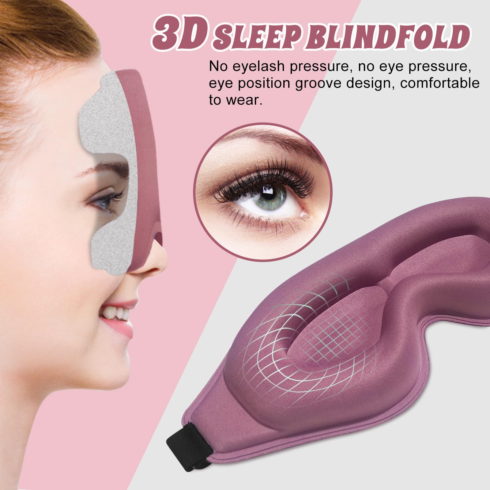 3D Advanced Eye Mask for Sleeping Ultra Delicate Soft Skin Friendly 100% Blackout Sleep Mask for Men Women Adjustable Elastic Band Travel Office Outdoor Use Contour Facial Comfortable Double Layer Memory Sponge Material