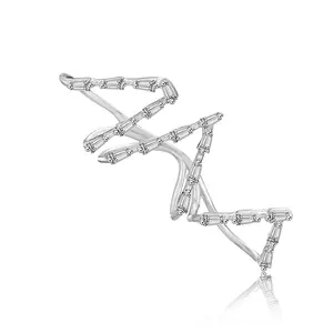 Aprilery Silver Spiral Earrings with Baguette Crystals - Elegant Design & Silver Finish for Any Occasion - Perfect for Weddings Parties or Everyday Wear