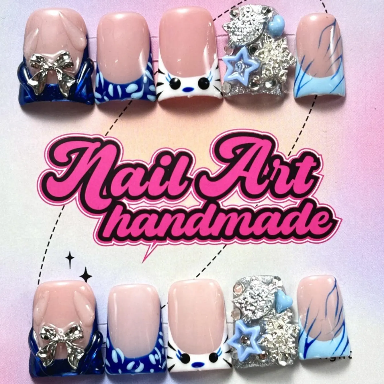 Hand painted blue cat