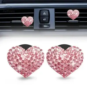 Heart Shaped Car Air Vent Decoration, Rhinestone Car Air Freshener Clip, Car Interior Accessories for Women & Girls