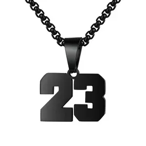 1PC 00~49 Stainless Steel Soccer Lucky Number Necklace Men Football Basketball Number Necklace for Men Women Birthday Gift