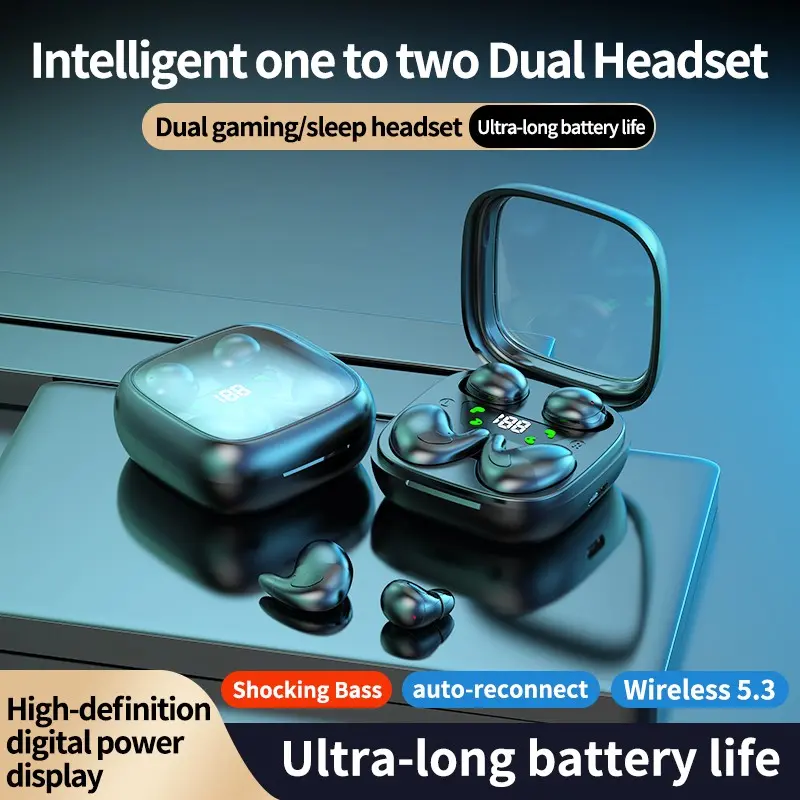 Two Pairs Four Earphones One Charging Case Wireless Headphones, Sports Wireless Earbuds, Wireless Travel Earbuds, Multifunctional Earbuds, Running Sports Cycling, High-Definition Microphone, Anti-Slip, Suitable for Students Business Drivers