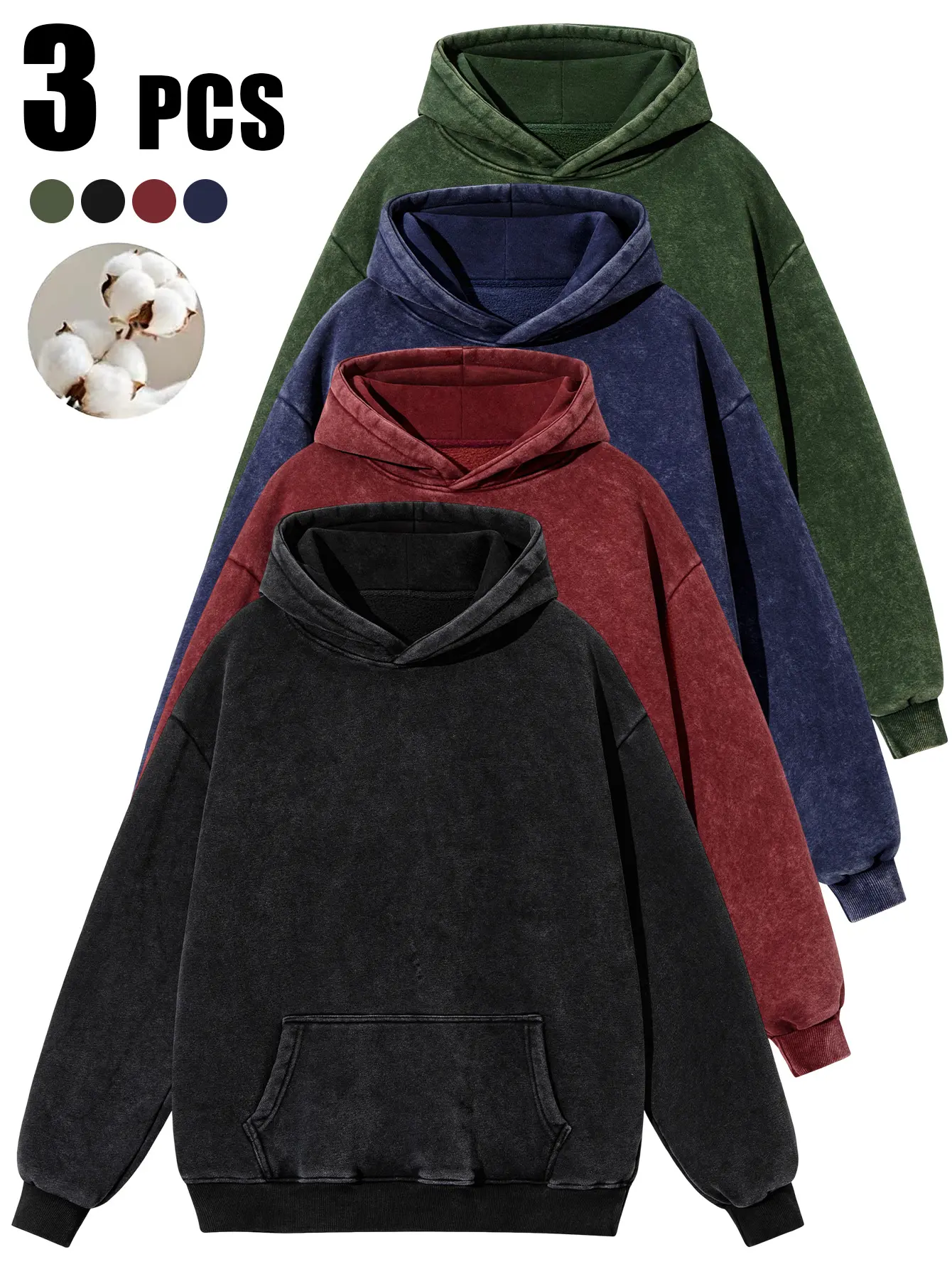 Vintage washed kangaroo pocket sweatshirt, street style, oversized, solid color pullover hoodie, multiple options available