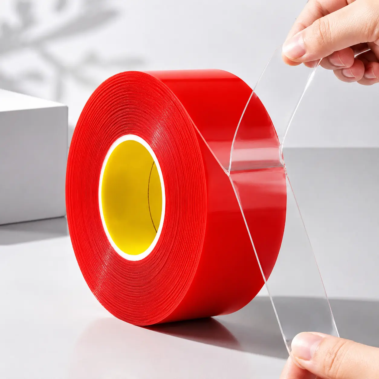 1 Roll Red Acrylic Nano Double-Sided Tape, Ultra-Clear Heavy Duty Adhesive Mounting Tape, Strong Removable Tape for Car, Home, Office & DIY, 0.2in x 196.85in