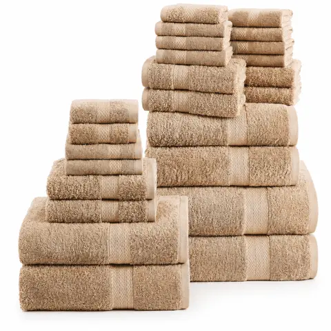 LANE LINEN 24-Piece Bathroom Towel Set - 100% Ring-Spun Cotton, Bath Sheets, Bath, Hand & Fingertip Towels + Washcloths, Double-Stitched, Super Absorbent, Quick-Dry, OEKO-TEX Standard 100 Certified - Family, Guest & Spa Use, Housewarming Gift