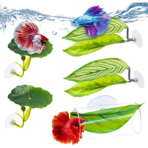 5PCS Hammock & Fish Toys Set, Soft Aquarium Decor Plastic Plants Won’t Damage Fishtail, Acrylic Tube Tunnel for Fish Tank Decorations, Aquarium Hideout with Spare Suction Cups