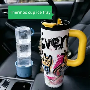 Stanley Accessories Ice Cube Maker Mold Food Grade Silicone Large Ice Block Easy to Clean Reusable for Cold DrinksIce Cube Tray for Stanley Cup Large Silicone Mold Easy Pop Out BPA Free Reusable Ice Storage Container